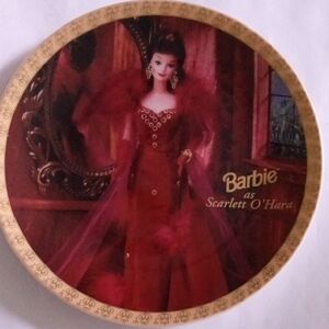 Enesco Barbie as Scarlett O'Hara Plate - Red and Gold